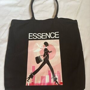 Essence Black Tote Bag with Pink Graphic